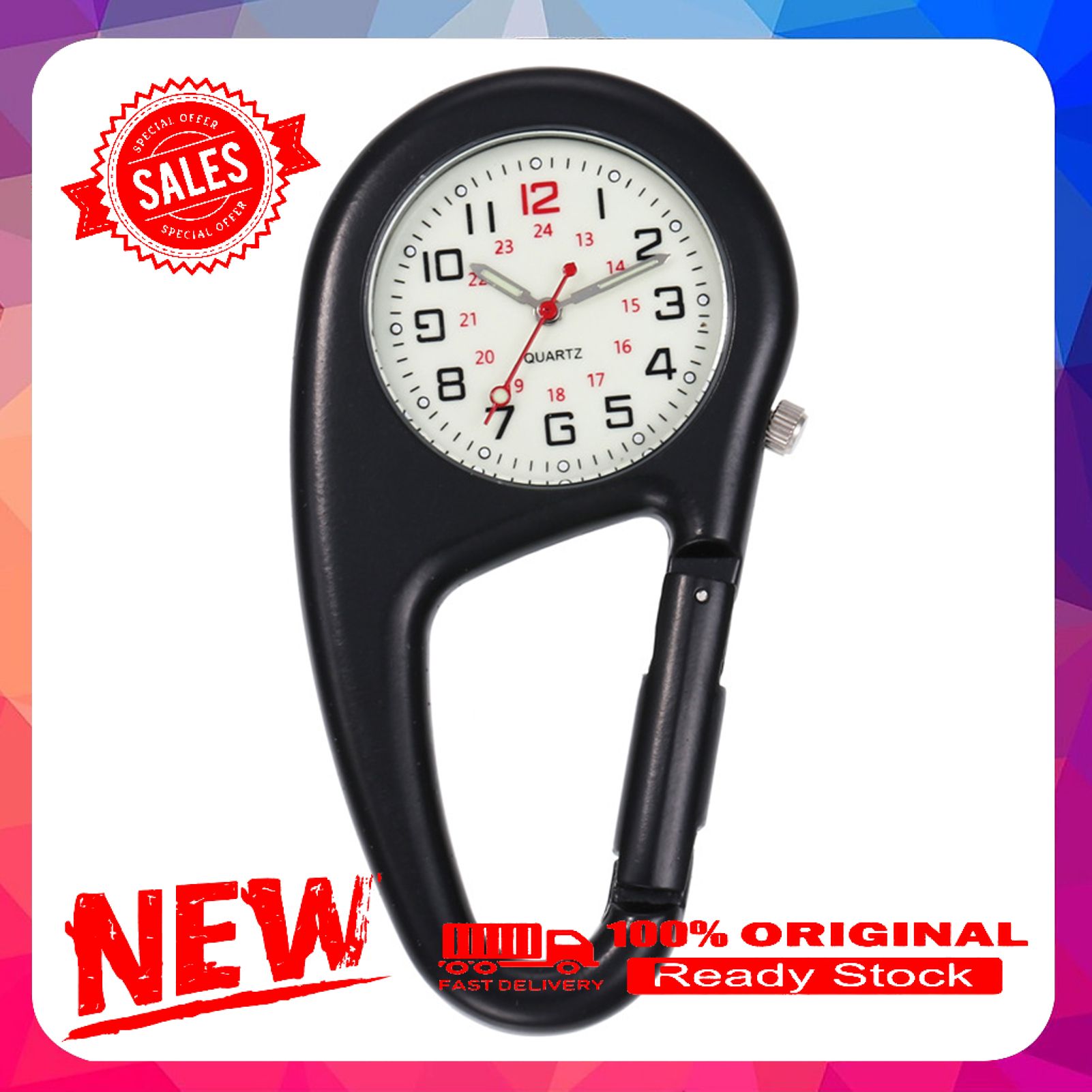 Pocket Watch Luminous Shock Resistance Precise Backpack Belt Pocket Clip Watch for Outdoor