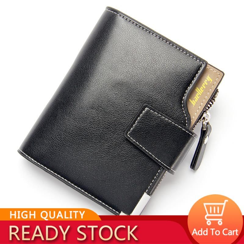 En Fashion Coin Holders Pouches Men'S Short Casual Wallet Vertical Buckle Multifunction Zipper Wallet Coin Purse Document Bag