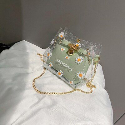 Transparent Bag 2020 Fashion New Women Shoulder Bags Daisy Design Womens Handbag Leather Ladies Crossbody Bags Shopping Bag
