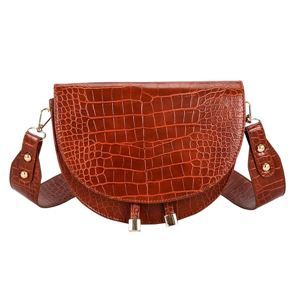 Women Crossbody Bag Fashion Crocodile Semicircle Saddle Bags PU Leather Shoulder Bags for female Handbags designer