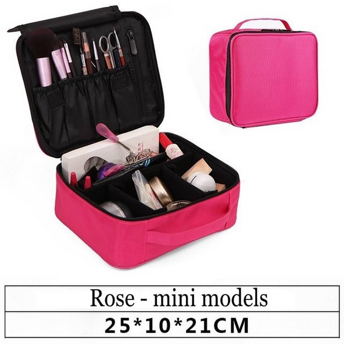 Women Professional Suitcase Makeup Box Make Up Cosmetic Bag Organizer Storage Case Zipper Big Large Toiletry Wash Beauty Bags
