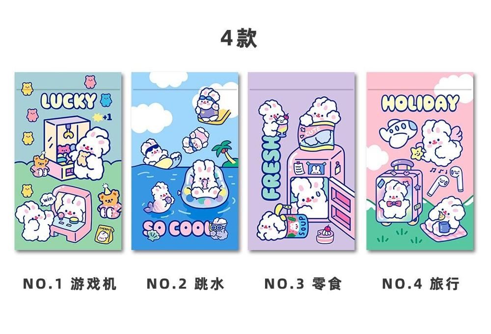 8pcs Cute Food Closure pockets Household storage bag Korea Fashion Cartoon Coin purse Kawaii Bag Case