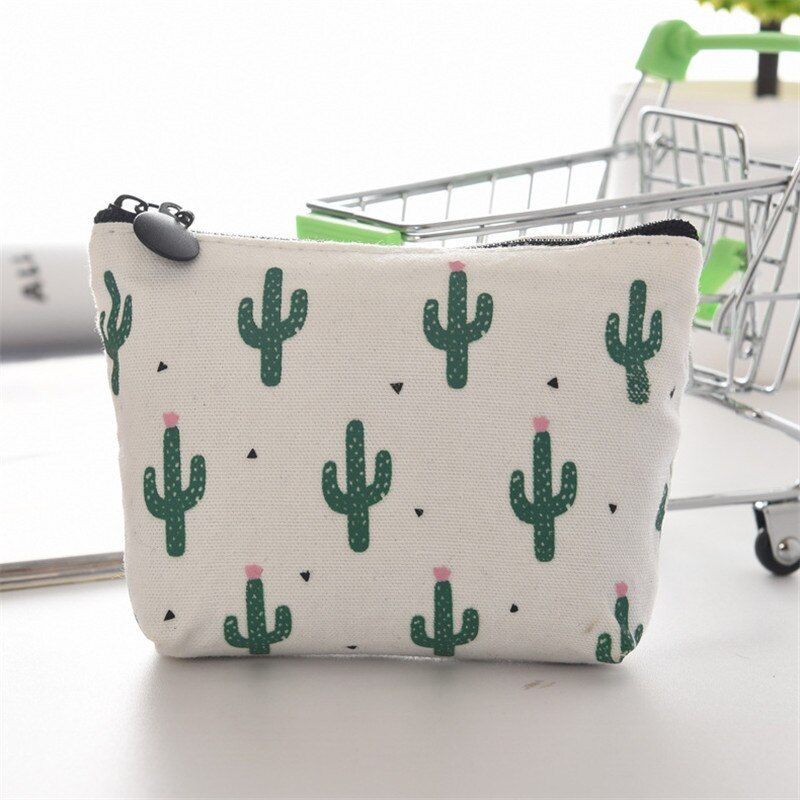 1PCS Kids Women's Purse Canvas Coin Wallet Coin Purse Money Pouch Cactus Change Pouch Key Holder Bag Small Cute Small fresh