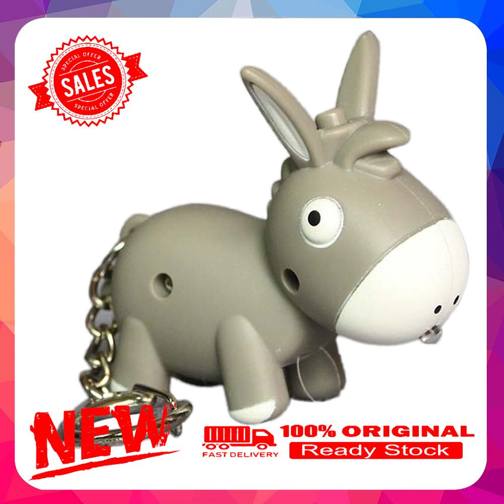 Lovely Donkey Pendant LED Sound Keyring Car Key Chain Handbag Hanging Decor Gift