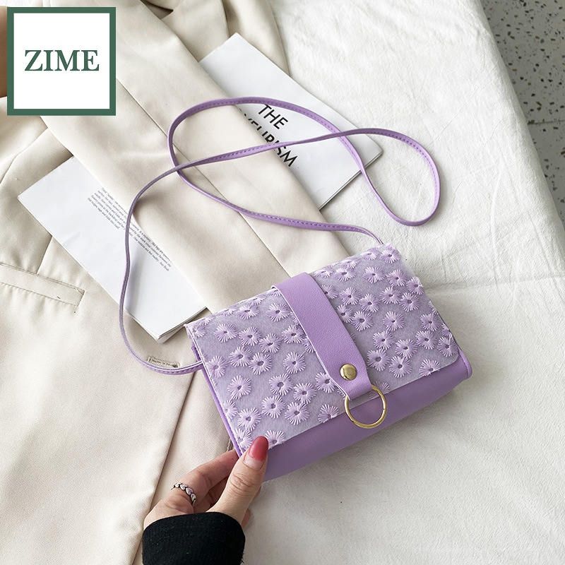 ZIME Ladies one-shoulder small daisy square bag personalized cover type diagonal purse