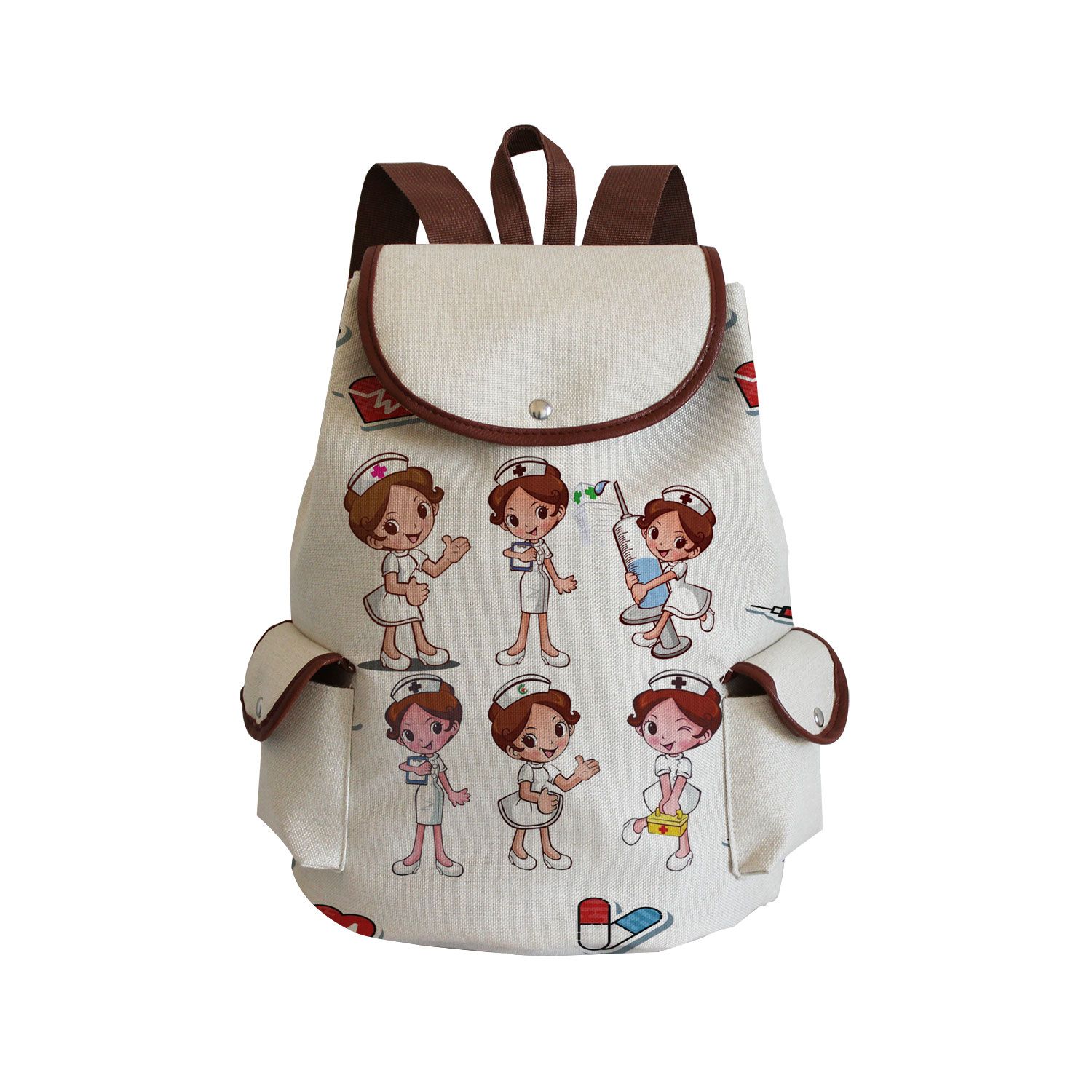 Cartoon Dentist Nurse Love Backpack For Teenager Preppy School Bag Eco Fashion Bag Large Capacity Backpack Portable Book Bag
