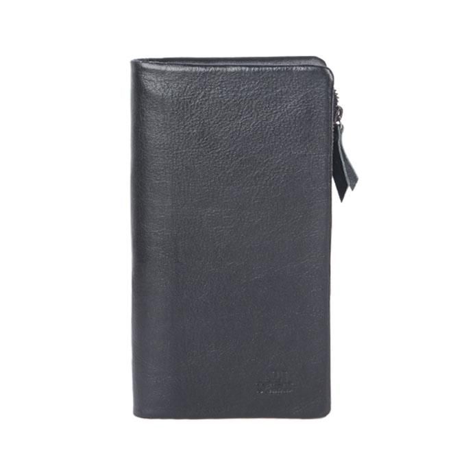 Black Leather Long Wallet For Men
