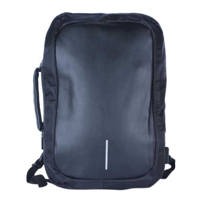 Black Polyester Usb Backpack For Men