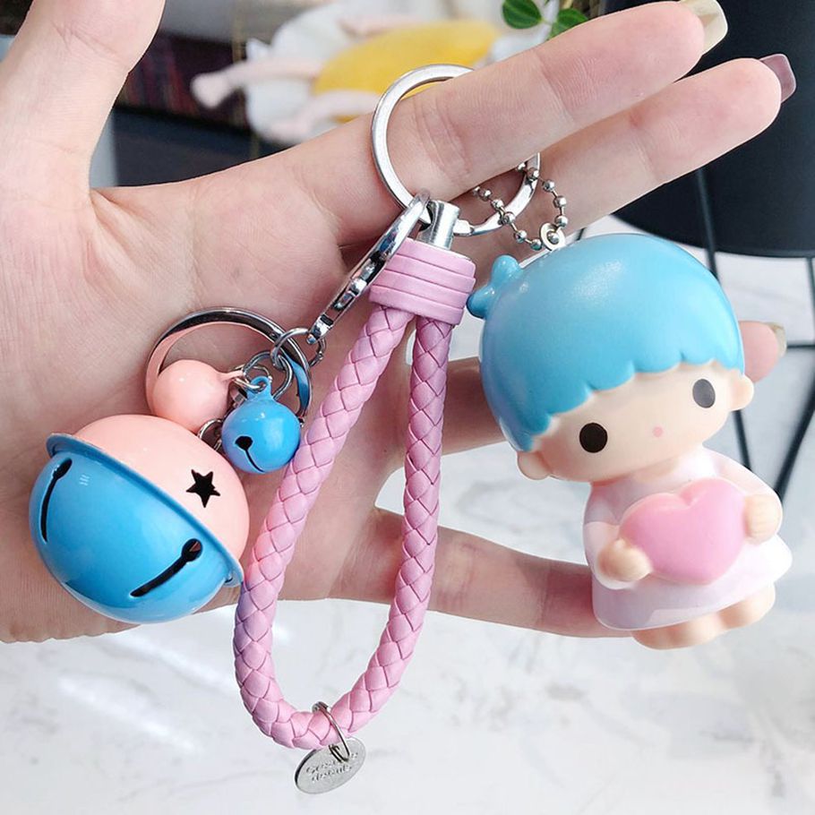 Cartoon Cute Angel Baby Doll Keychain Braided Rope Keychain Bag Bell Pendant