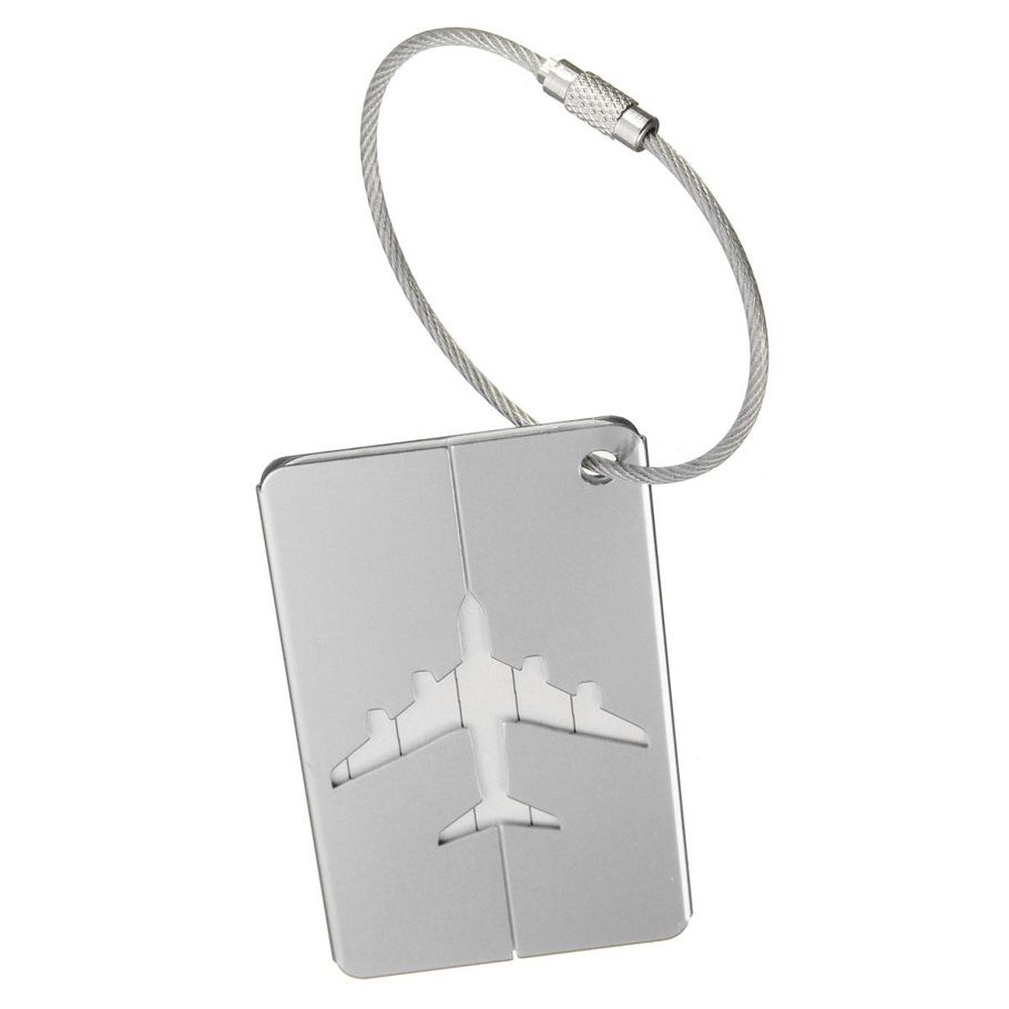 New Aluminium Travel Luggage Baggage Travel Tag Suitcase Identity Address Name Labels - silvery