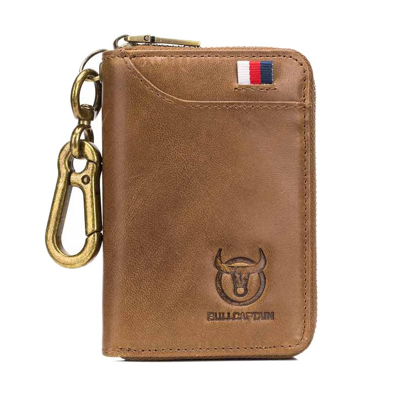 Bullcaptain Leather Men&Women Key Wallet Unisex Rfid Blocking Business Key Case Fashion Card Holder Coin Purse Key Case Brown - From China