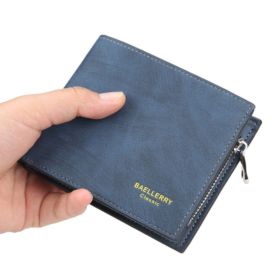 Yfashion Men Short Wallet with Card Slots 2 Floding Leather Fashion Casual Wallet
