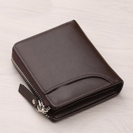 Small Casual Travelling Cards Holder Coin Purse Pu Leather Zipper Wallets For Men