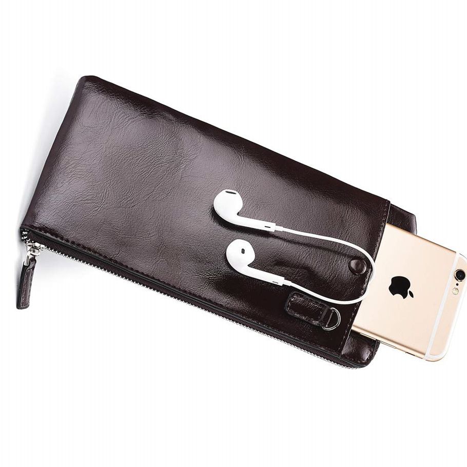 Men design small slim with zipper soft handbag Wallet