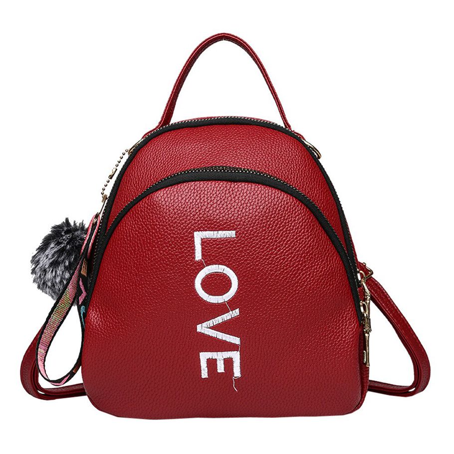 Maison Fabre Fashion Hairball Leather School Bag Pure Color Backpack Satchel Travel Bag High Quality Designer Zipper Bag Ja28