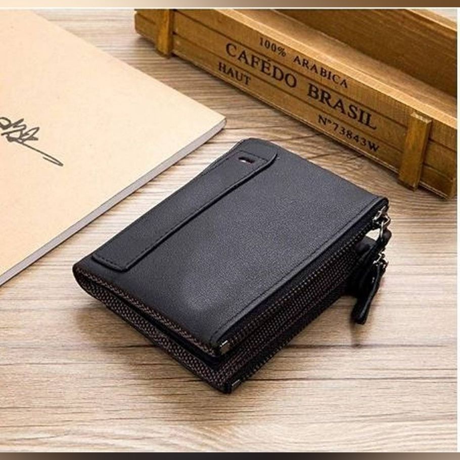 Original Leather Card Holder And Two Zipper Pockets Wallet For Men