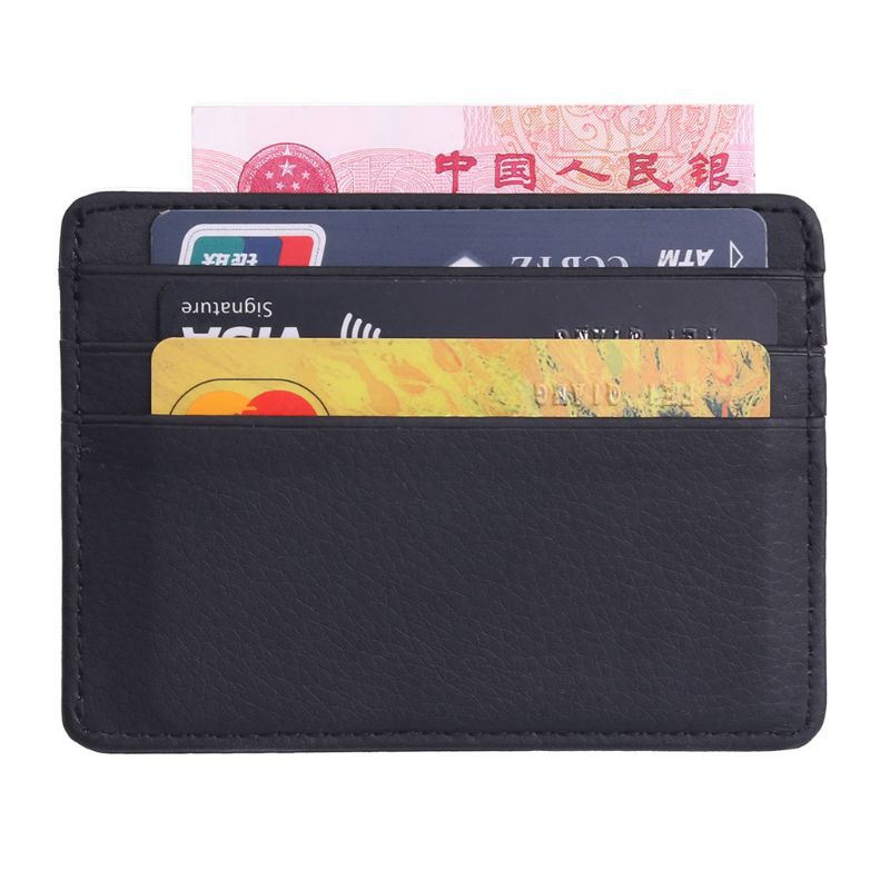 THINKTHENDO Men's Leather Thin Wallet ID Money Credit Card Slim Holder Money Pocket Organizer