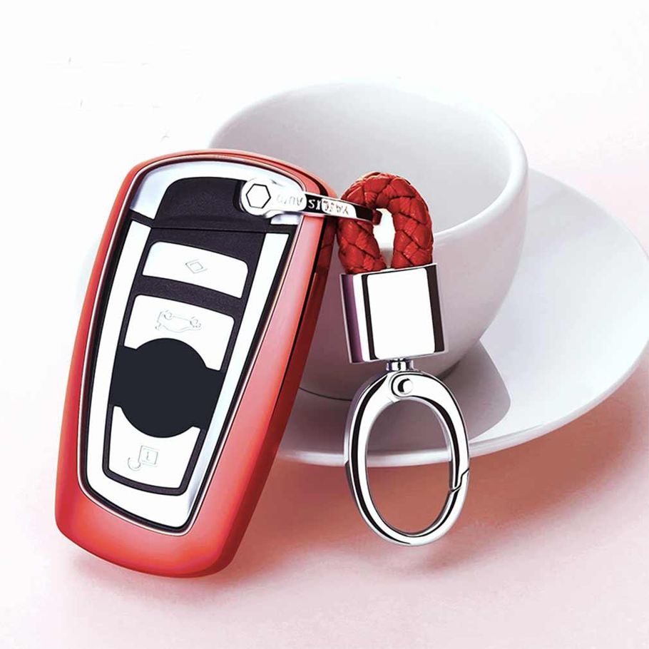 Electroplating Tpu  Car Key Case With Key Ring For Bmw 3 Series / 5 Series(Black)