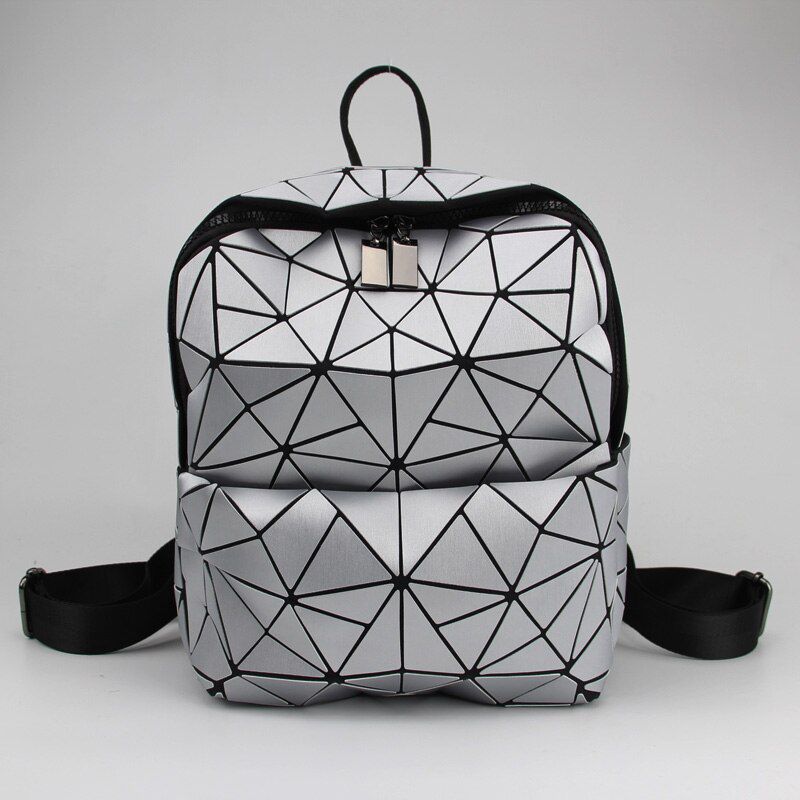 New Women Backpack Geometric Patchwork Backpack For Teenage Girl Student School Bag Holographic Backpack Small Backpacks Mochila