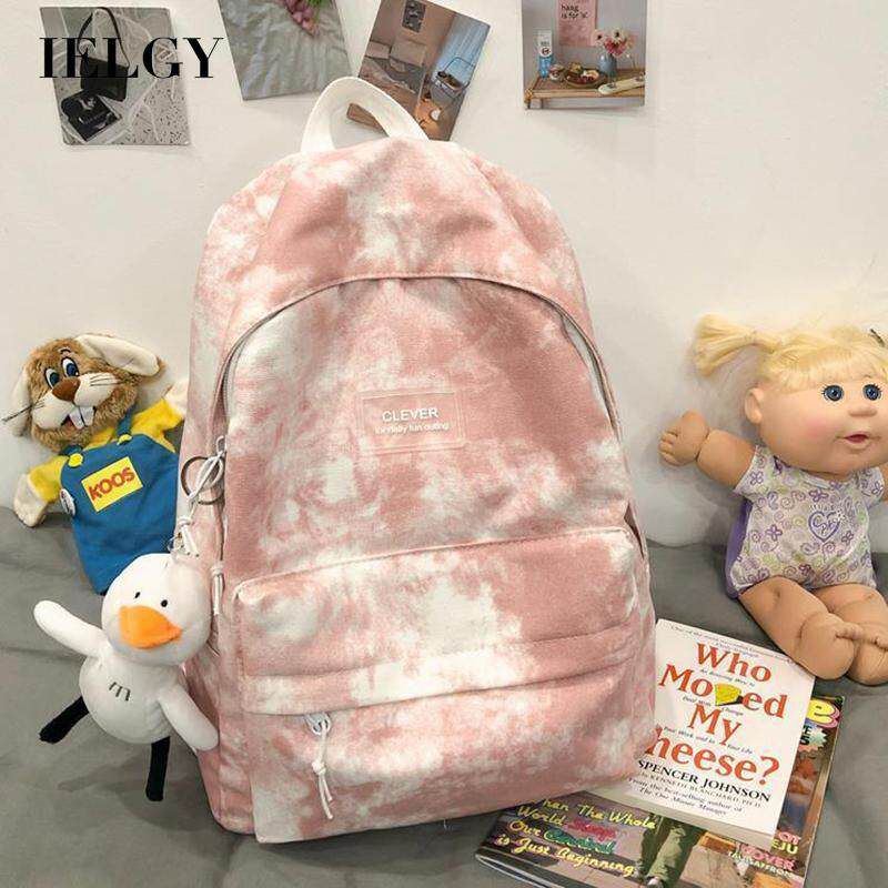IELGY schoolbag female Korean retro tie-dye rucksack ins Japanese wild backpack