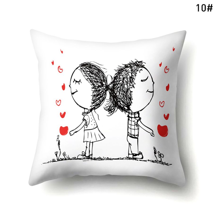 Love Couple Pillow Cover Square Cushion Case Home Couch Car Chair Decor