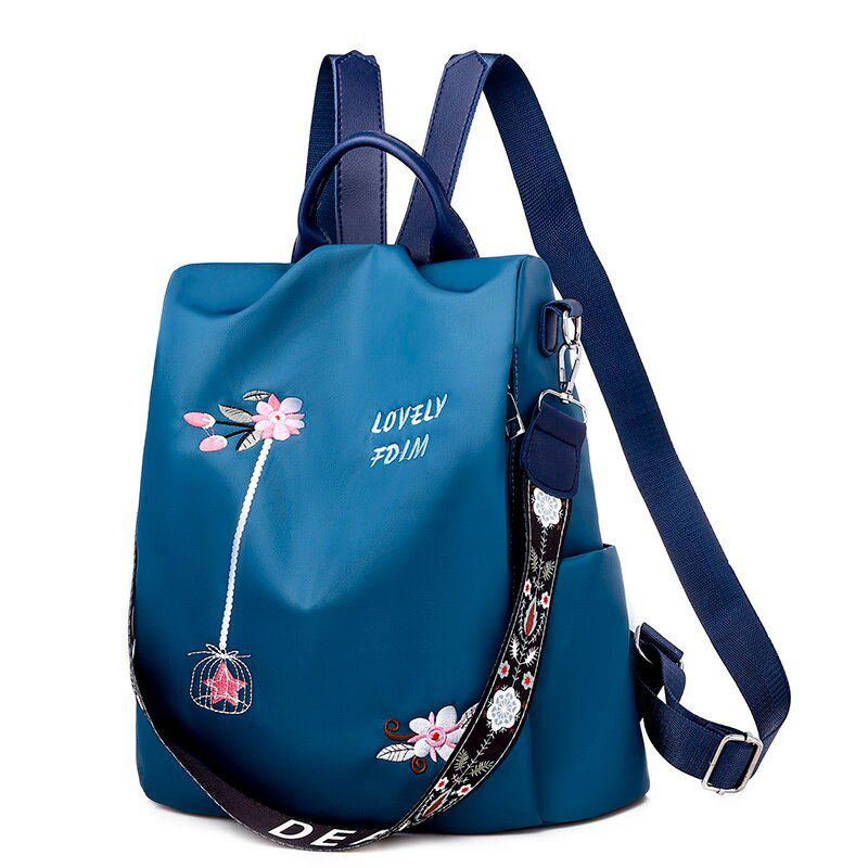 Waterproof anti theft Oxford backpack women with embroidery floral elegant female school bag backpacks for Teenage Girls teens