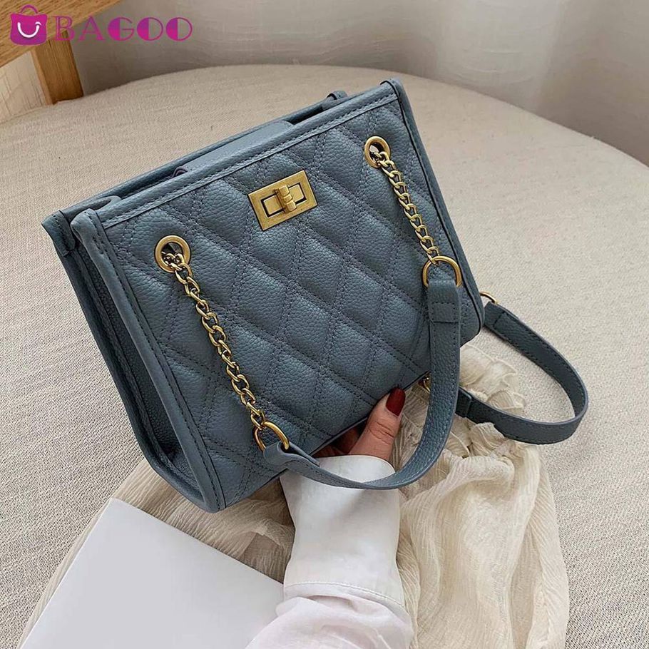 【BestGO】Fashion Solid Color Women Crossbody Shopping Totes Bags PU Leather Shoulder Messenger Bag Casual Chain Handbags
