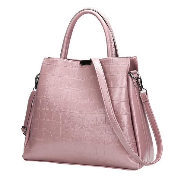 Multi Pockets Women Pu Leather Travel Handbag Casual Crossbody Bag Tote with Purse - Pink one size fits all