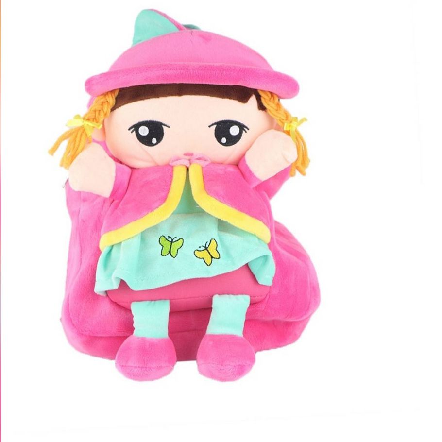 Soft baby doll bag for children to fashionable carry thing with lightweight and soft fabrics with doll front design and zipper closer 2 chamber