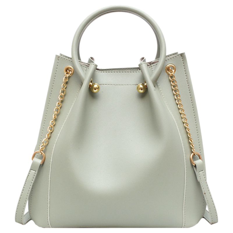 PU Leather Women's Shoulder Bag Fashion Luxury Messenger Bag Handbag Large Capacity Bucket Bag Ladies Leisure Bag Green