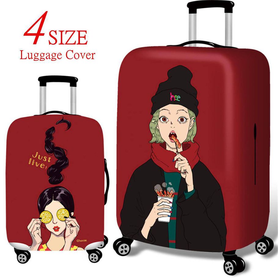 Cool Girl Travel Travel Luggage Cover Protector Elastic Suitcase Bag Scratch-resistant  XL - Roll girl XL