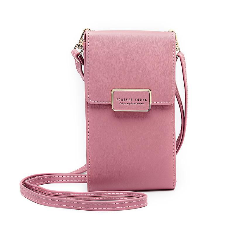 Lady Multipurpose Leather Wallet Bag Coin Card Holder Adjustable Strap
