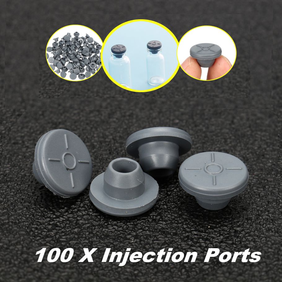 100PCS Rubber Stoppers Self Healing Injection Ports Inoculation For 13mm Opening -