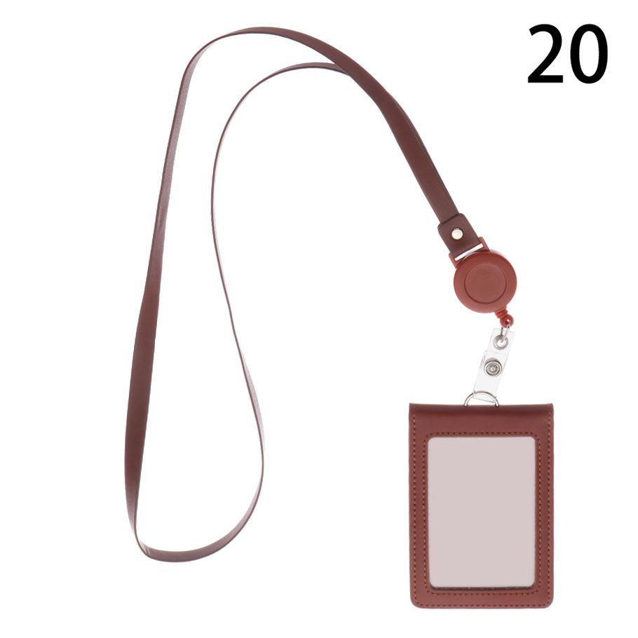 Women Men Offi School ID Business Case Multifunctional Work Card Holder PU Leather Name Badge Holder With Retractable Lanyard