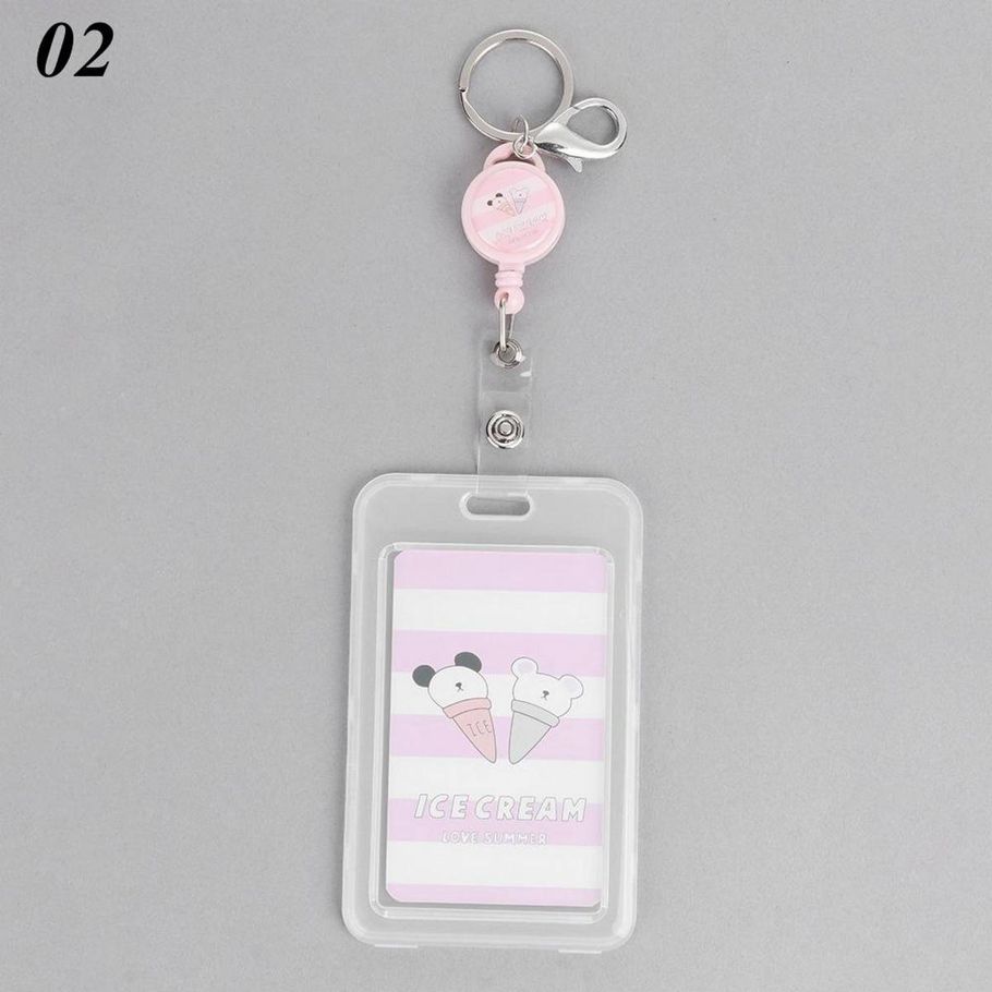 1PC Cute Cartoon PVC Bank Identity Bus Key Chain ID Card Holder Case Credit Cover Kids