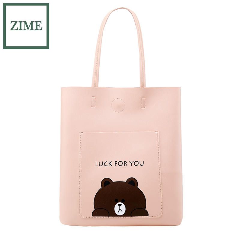 ZIME Winter New Edition Printed Cartoon Rabbit Shopping Bag Large Capacity Fashion Handbag Bag Shoulder Bag