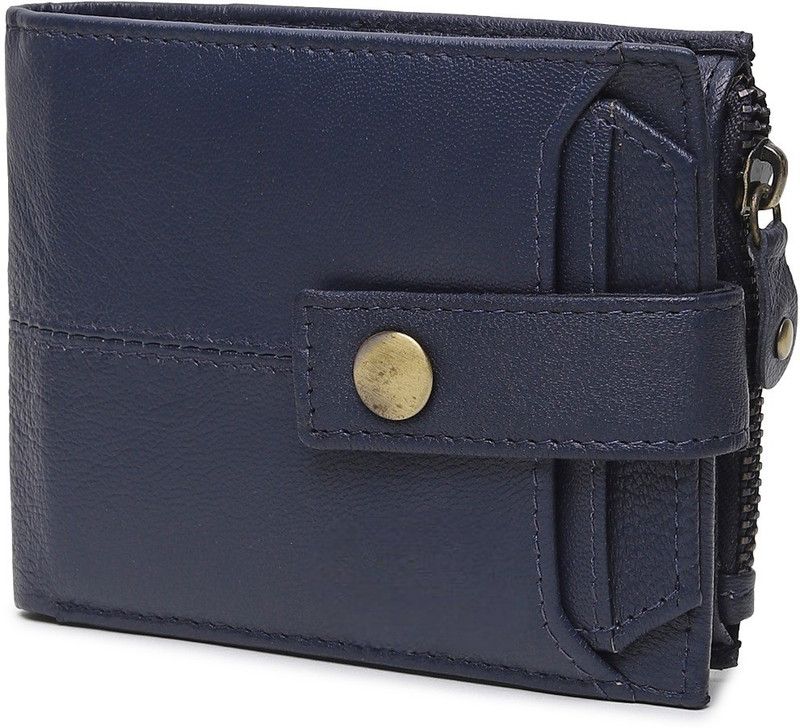 Men Casual Blue Genuine Leather Wallet  (10 Card Slots)