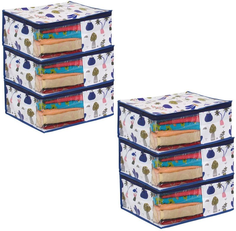PrettyKrafts Saree orgonizer Saree Storage Bag With Zip, Wardrobe Organiser, Clothes Cover & Storage shopsy_F1284_DL_Mushrm6_PK  (Blue)