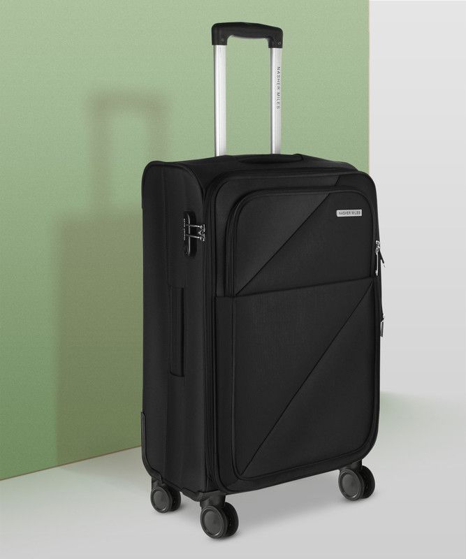 Large Check-in Suitcase (75 cm) - soft-sided Polyester Trolley bag - Black