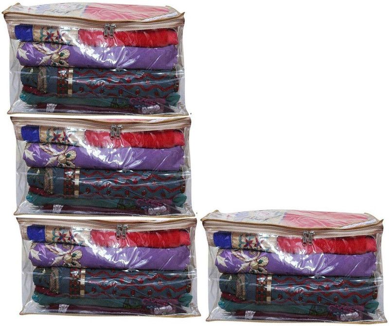 Aadhya designer transparent saree cover pack of 4  (White)
