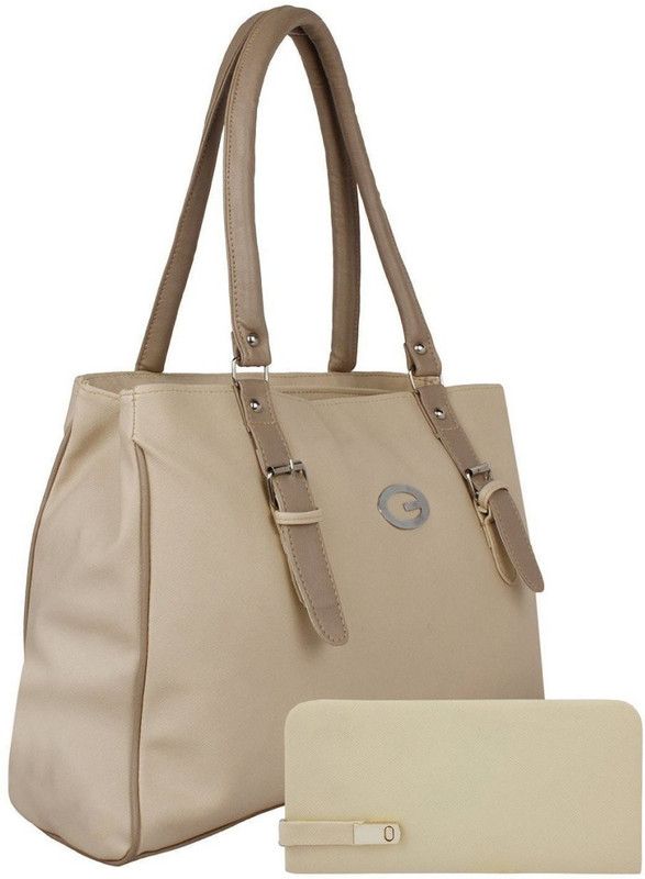 Women Beige Shoulder Bag - Extra Spacious  (Pack of: 2)