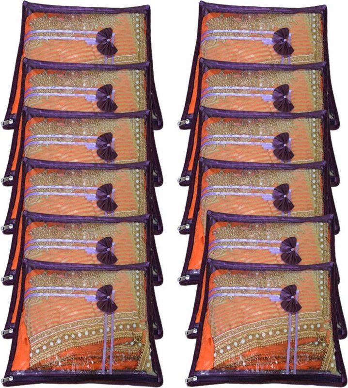 Aadhya Designer Single saree cover pack of 12  (Purple)