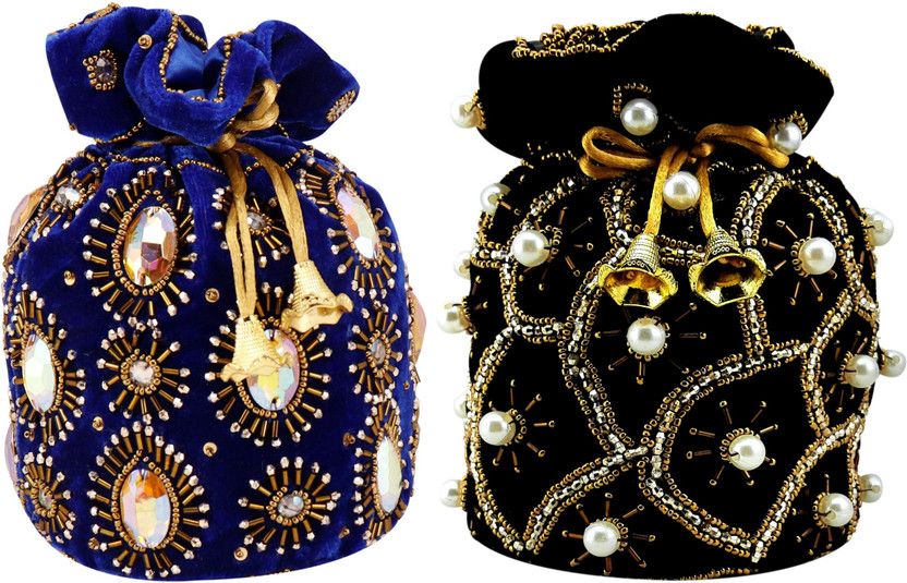 Women Black, Blue Potli