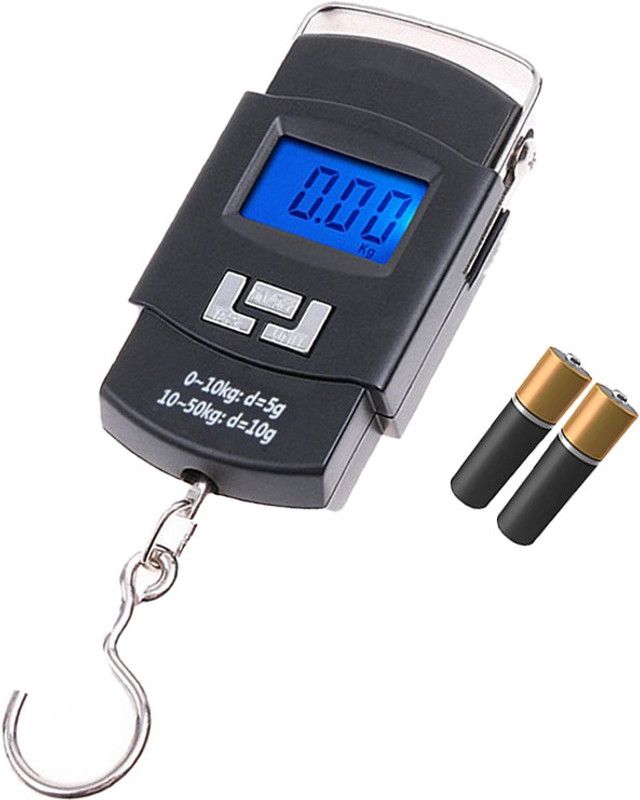 Glancing Digital Weighing Scale- Heavy Duty Portable Hook Weighing Machine Digital Type Manual Weight M/c 10 Kg-50Kg Temp Scale for Home, Kitchen, Traveling, L/66/UG Luggage Weighing Scale  (Black)