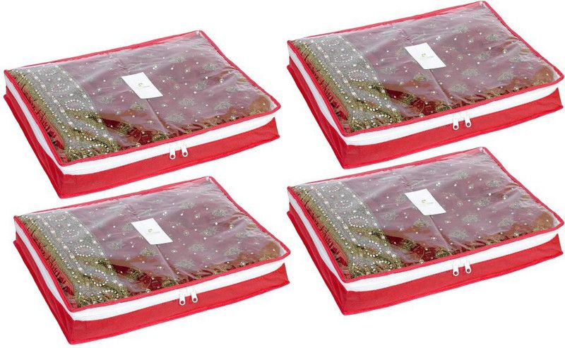 HomeStrap Saree Cover 3 Inch Saree Cover SARCOVNWF3INCHRED4PC  (Red)