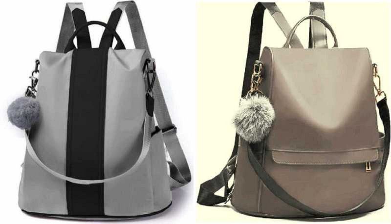 Latest Pu Leather Trendy Backpack Used For Women & Girls Backpack 7 L No Backpack  (Grey, Beige)