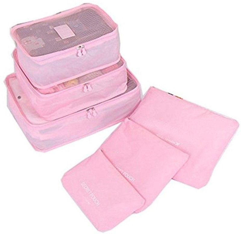 PrettyKrafts Packing Orgnizers (Set of 6)  (Pink)