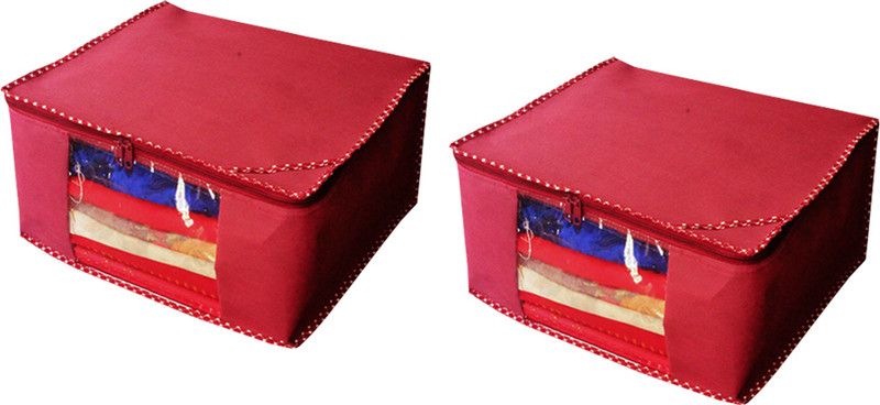 Aadhya Designer Non woven Saree cover/ Saree Bag/ Storage bag Set of 2 Pcs 8 Inches Height (Maroon)  (Maroon)