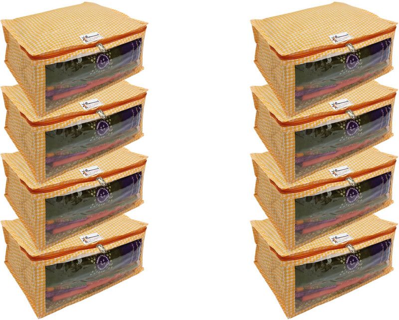 Shree Shyam Products Non Woven Printed Box Saree Cover Set of 8 PCS Capacity of 5 Sarees (SS-111_ORANGE_8 PCS)  (Orange)