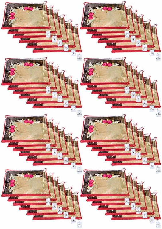 KUBER INDUSTRIES Plain Non Woven Single Packing Saree Cover 48 pcs Set (Red) ,CTKNEW115 CTKNEW0115  (Red)